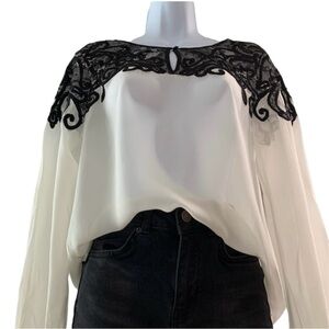 “Derhy Paris Sheer Lace Blouse Old Money French Girl Quiet Luxury Romantic Top”